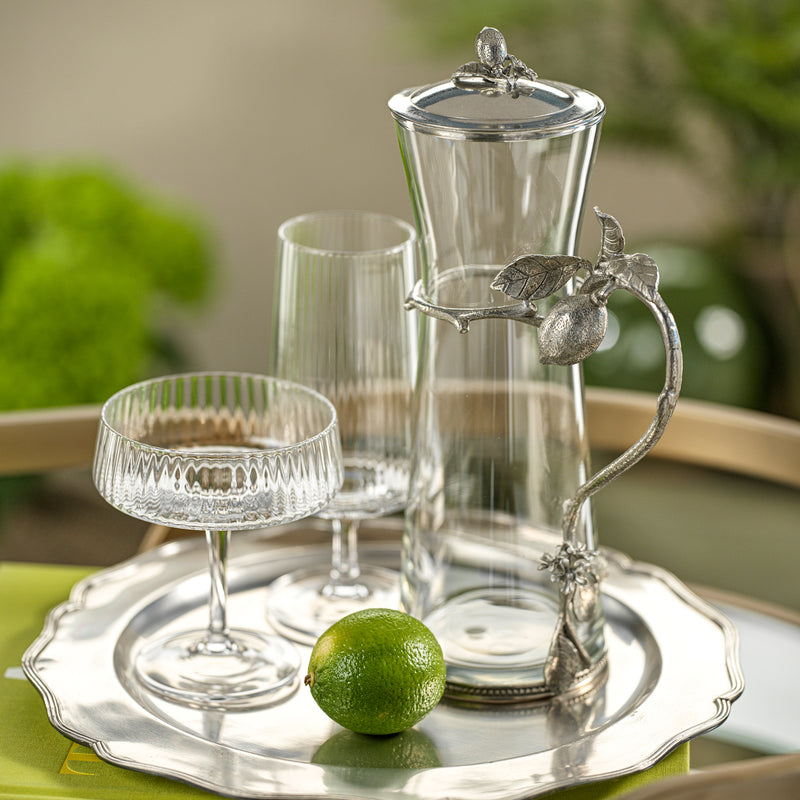 Zodax Amalfi 11.5" Tall Lemon Pewter & Glass Pitcher with Lid