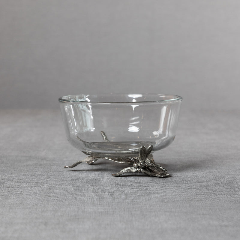 Zodax Dragonfly on Stalk Pewter & Glass Bowl