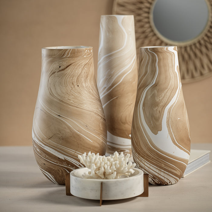 Zodax Bellshill Mango Wood Marbleized Vase, 6" x 14"