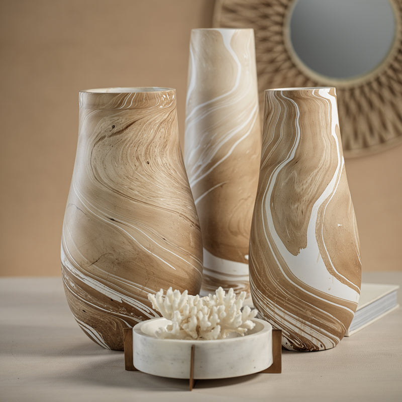 Zodax Bellshill Mango Wood Marbleized Vase, 6" x 14"