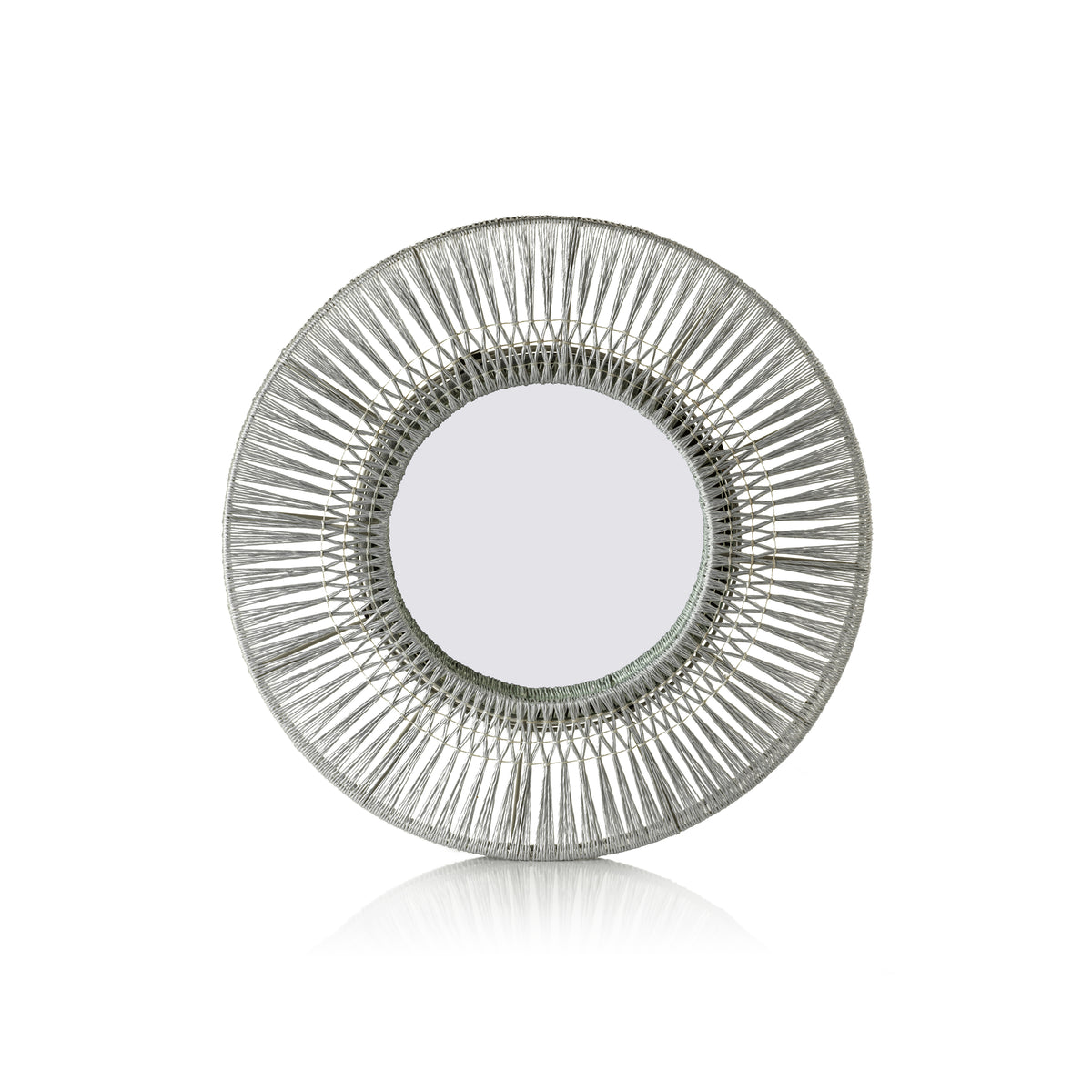 Zodax Mildura Round Silver Gray Interlaced Wall Mirror, 23.5"