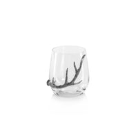 Zodax Malachi Stemless Glasses with Pewter Antler, Set of 2