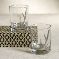 Zodax Malachi Rock Glasses with Pewter Antler, Set of 2