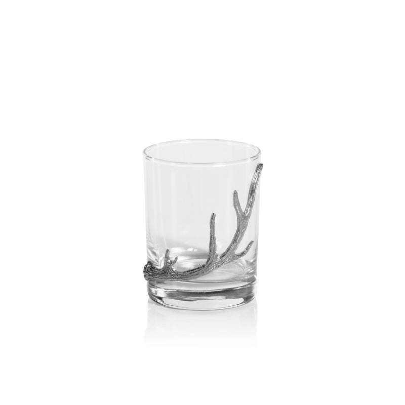 Zodax Malachi Rock Glasses with Pewter Antler, Set of 2