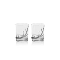 Zodax Malachi Rock Glasses with Pewter Antler, Set of 2