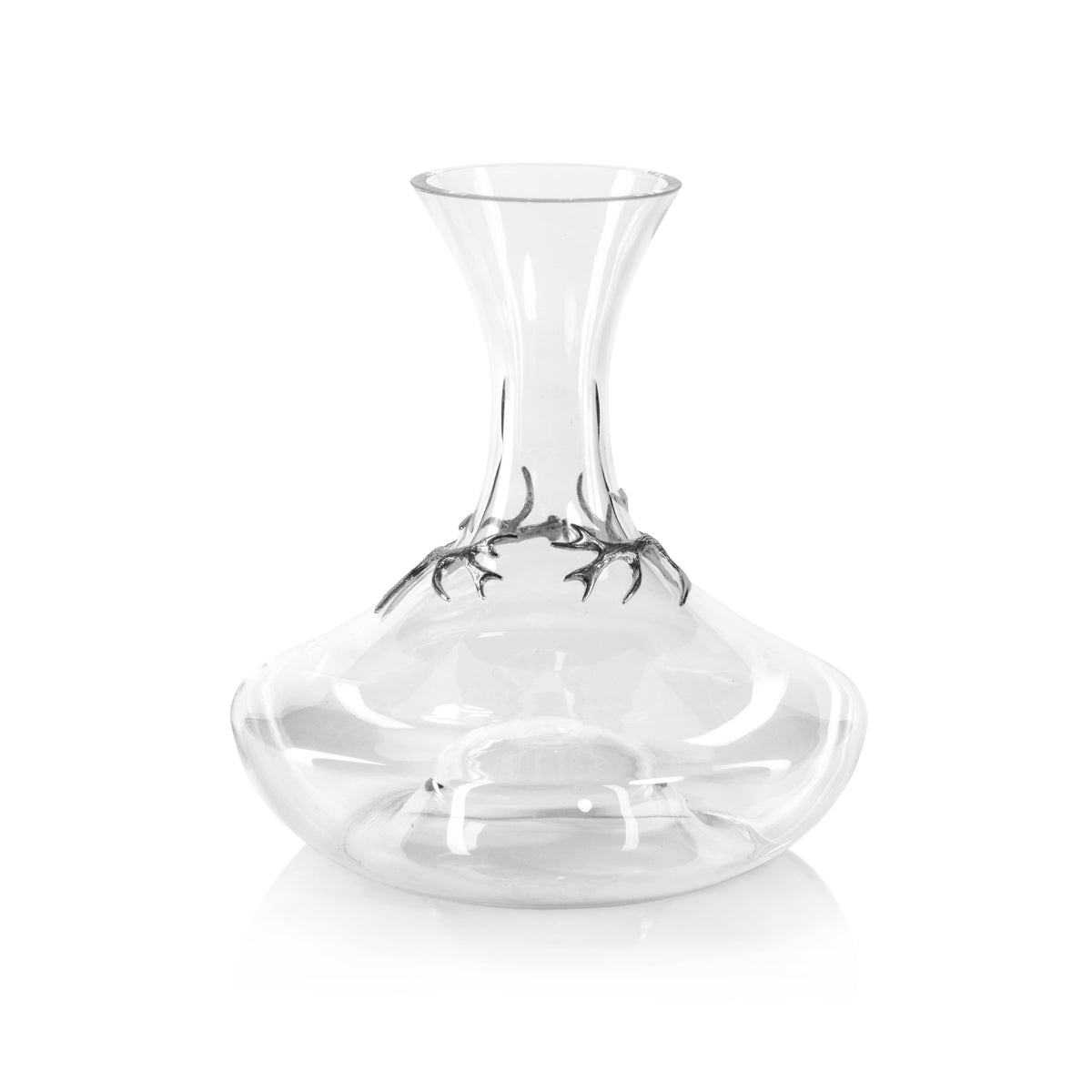 Zodax Malachi Glass Wine Decanter with Pewter Antler