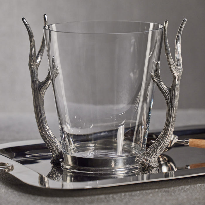 Zodax Malachi Glass Wine & Champagne Bucket with Pewter Antler Handles