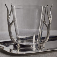 Zodax Malachi Glass Wine & Champagne Bucket with Pewter Antler Handles