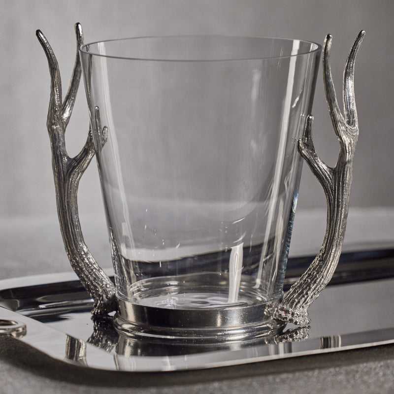 Zodax Malachi Glass Wine & Champagne Bucket with Pewter Antler Handles