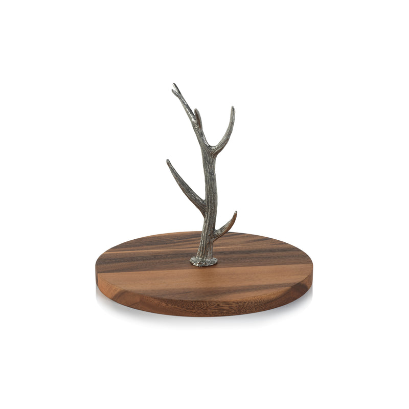 Zodax Malachi Cheese & Charcuterie Board with Pewter Antler Stem