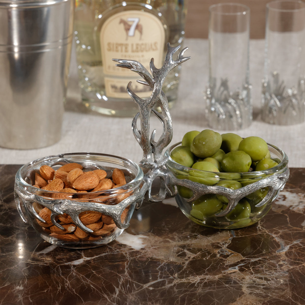 Zodax St. Anton Pewter & Glass Condiment Set