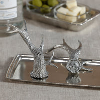 Zodax St. Anton Pewter Antler Salt & Pepper Shaker
