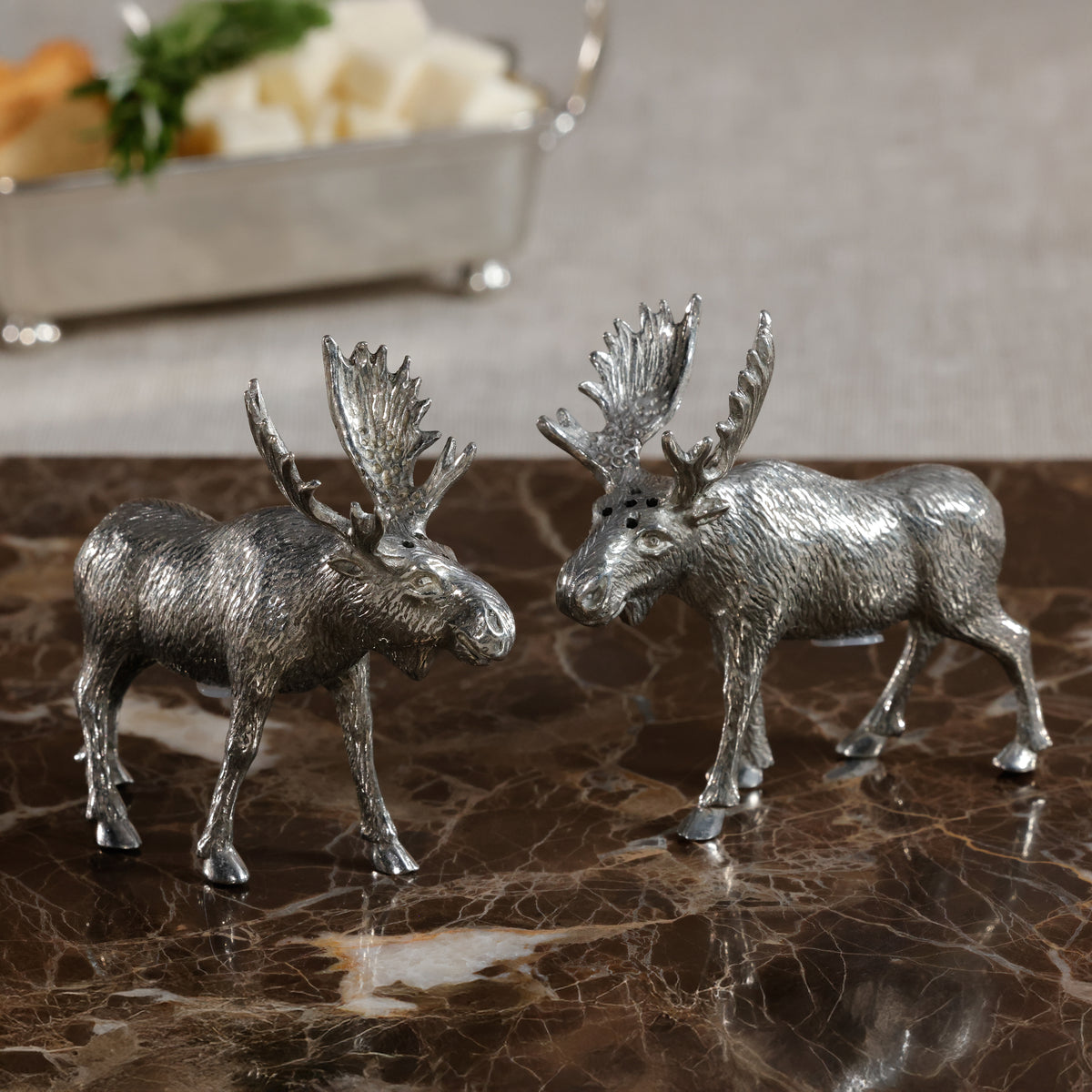 Zodax St. Anton Pewter Moose Design Salt & Pepper Shaker