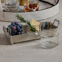 Zodax St. Anton Pewter & Glass 3-Section Condiment Tray