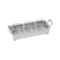 Zodax St. Anton Pewter & Glass 3-Section Condiment Tray