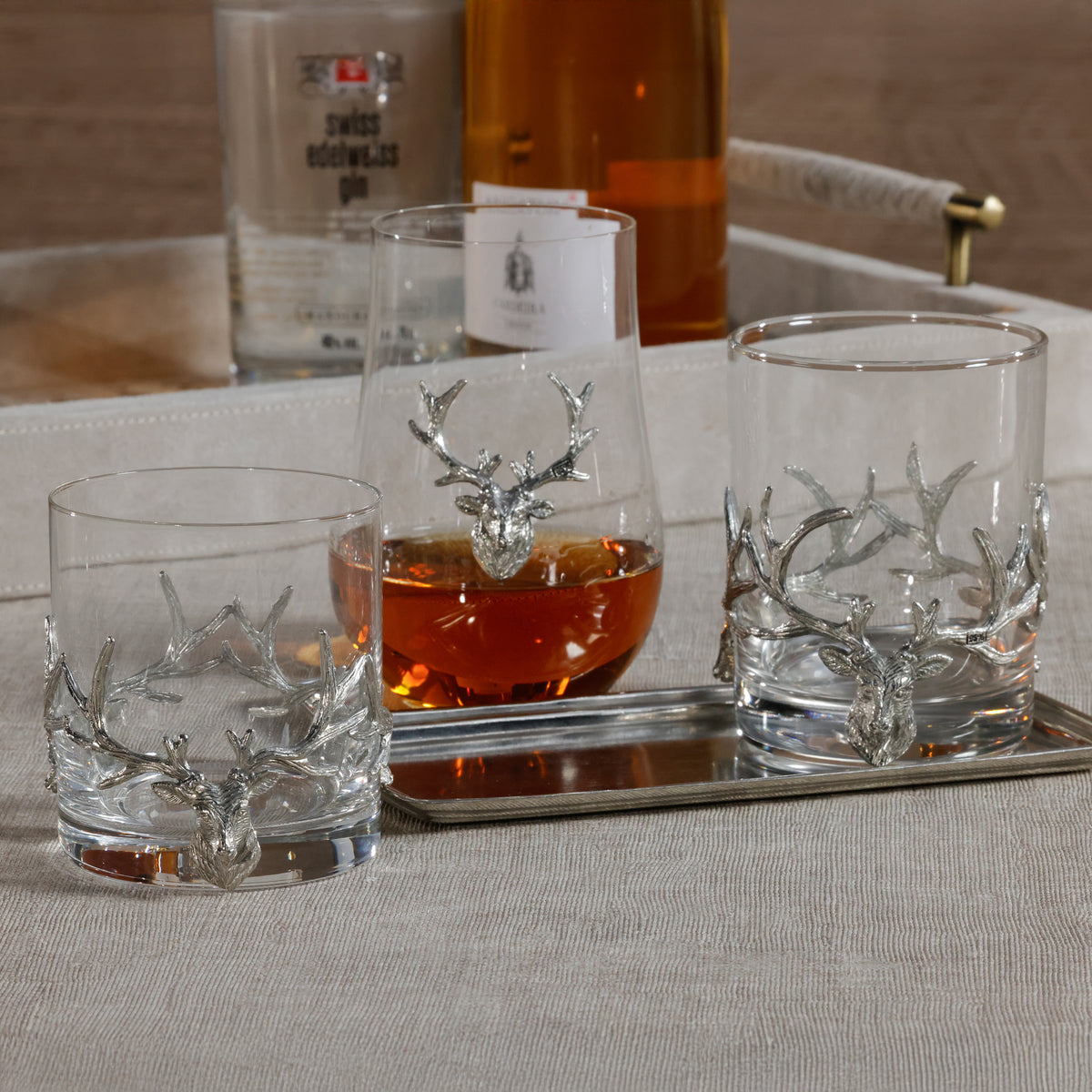 Zodax St. Anton Pewter & Glass Rock Glass, Large- 13.02 oz/ 385  ml