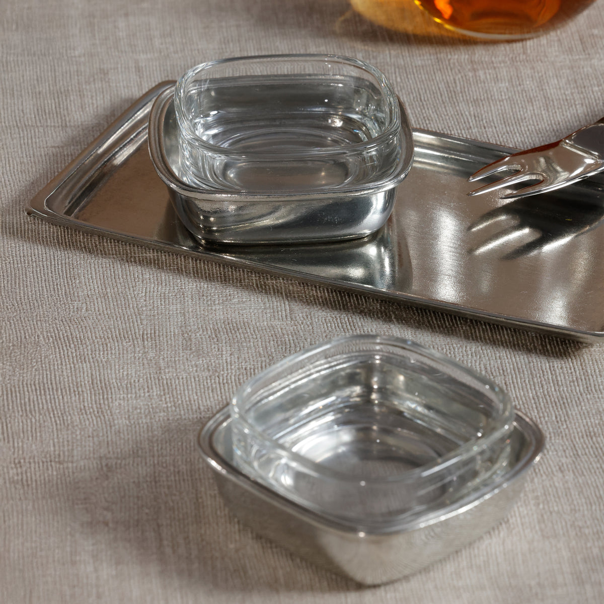 Zodax St. Moritz Pewter & Glass Condiment Set, Single