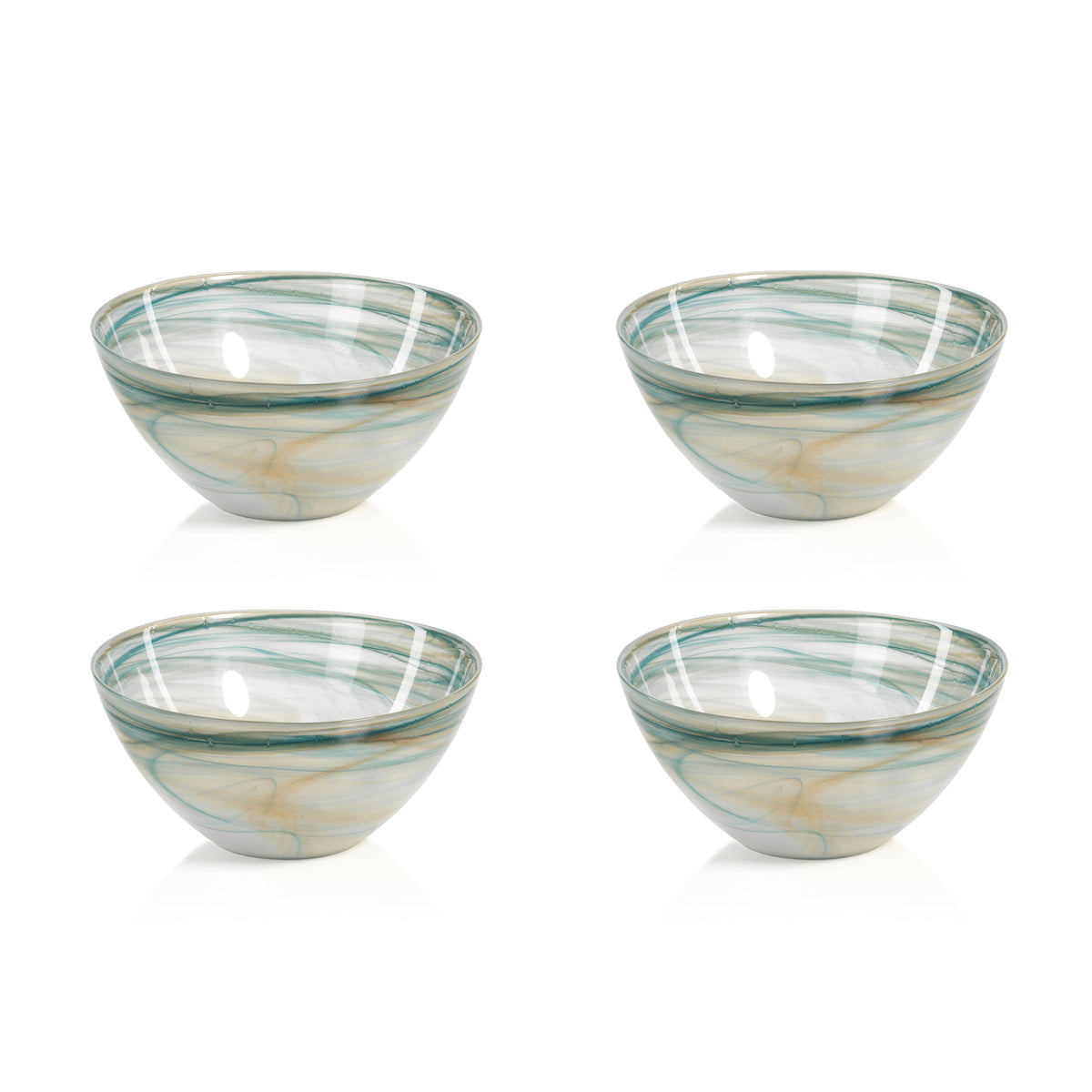 Zodax Lagoon 4-Inch Tall Alabaster Glass Bowls, Set of 4
