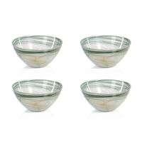 Zodax Lagoon 4-Inch Tall Alabaster Glass Bowls, Set of 4