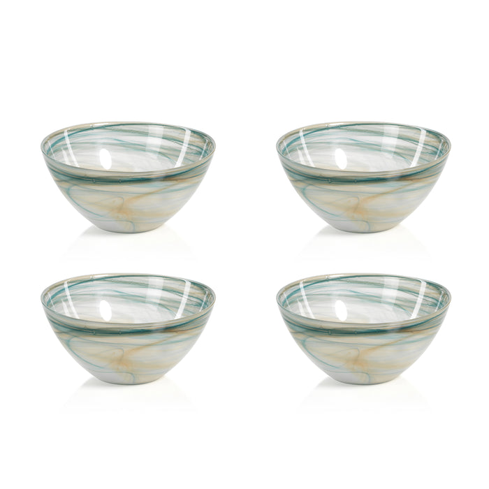 Zodax Lagoon 4-Inch Tall Alabaster Glass Bowls, Set of 4