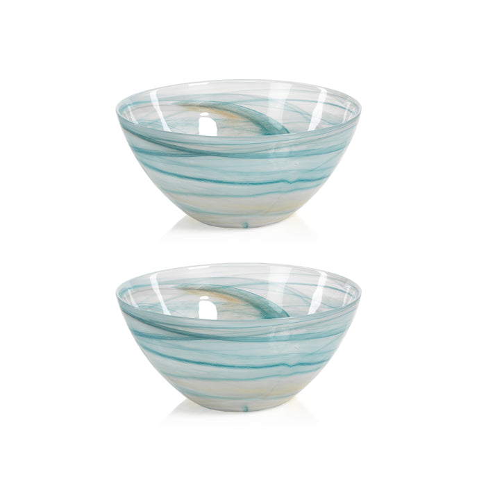 Zodax Lagoon 5.75-Inch Tall Alabaster Glass Bowls, Set of 2