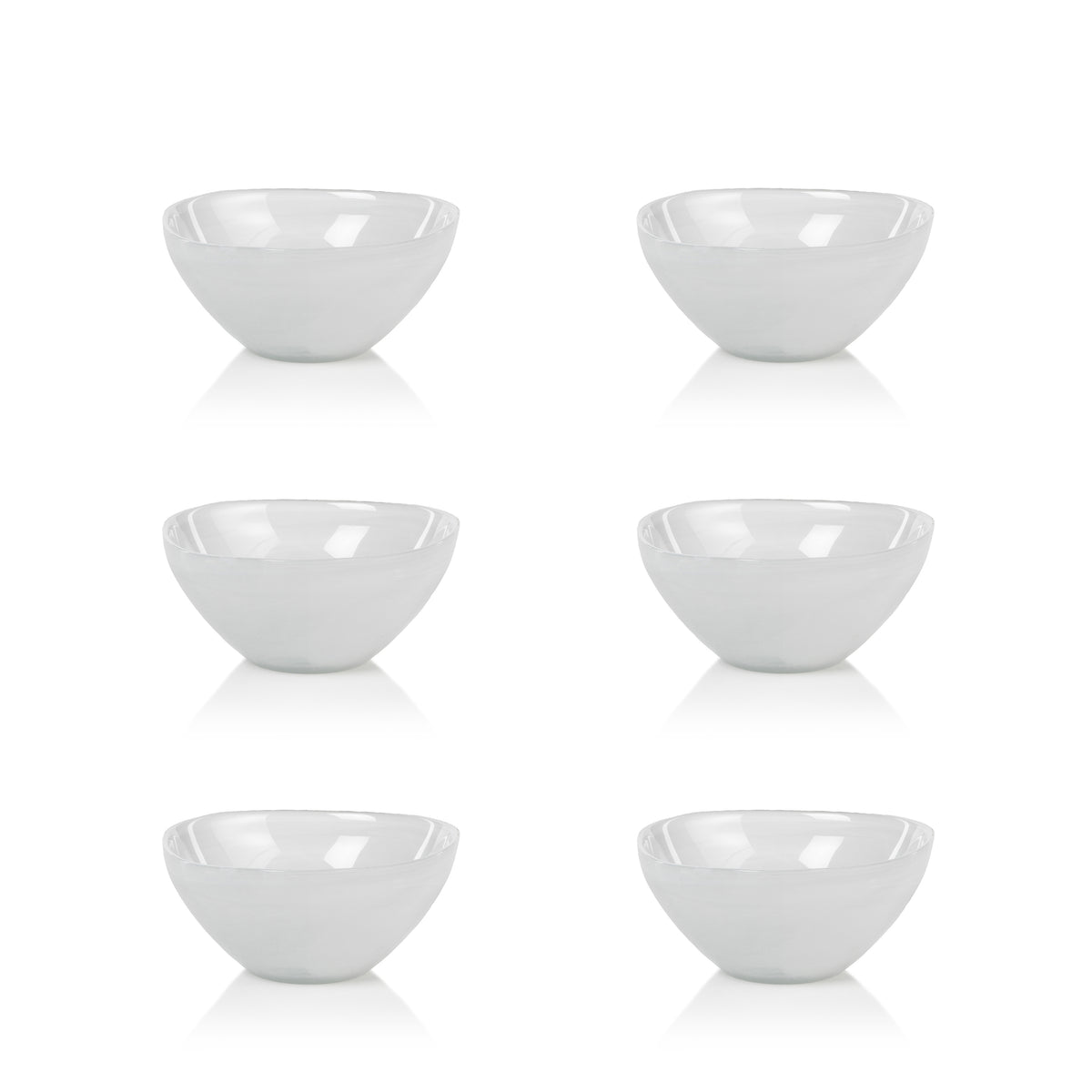 Zodax Monte Carlo Small White Alabaster Glass Bowls, Set of 6