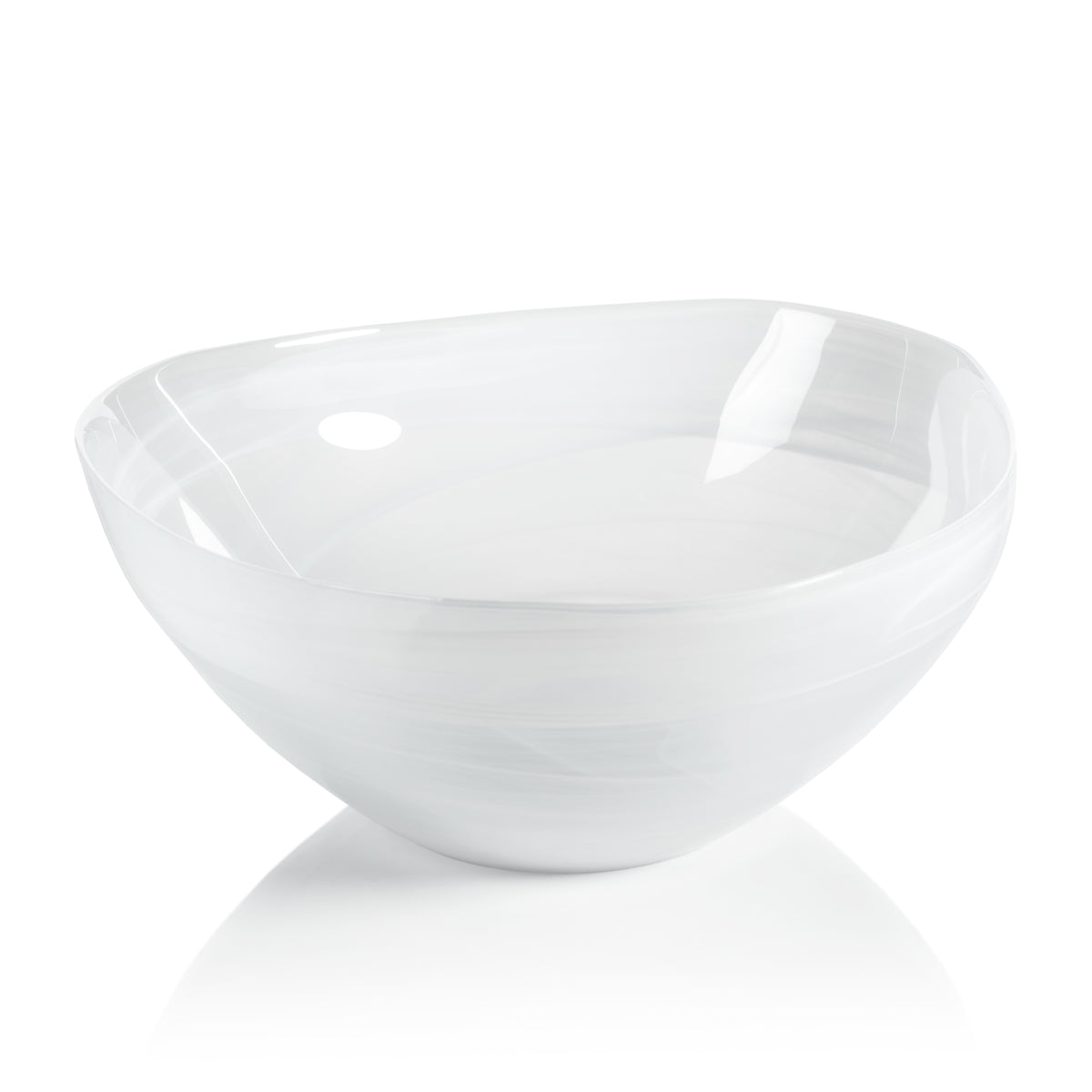 Zodax Monte Carlo Large White Alabaster Glass Bowls, Set of 2
