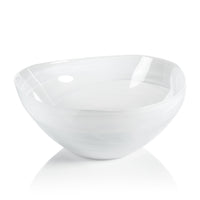 Zodax Monte Carlo Large White Alabaster Glass Bowls, Set of 2