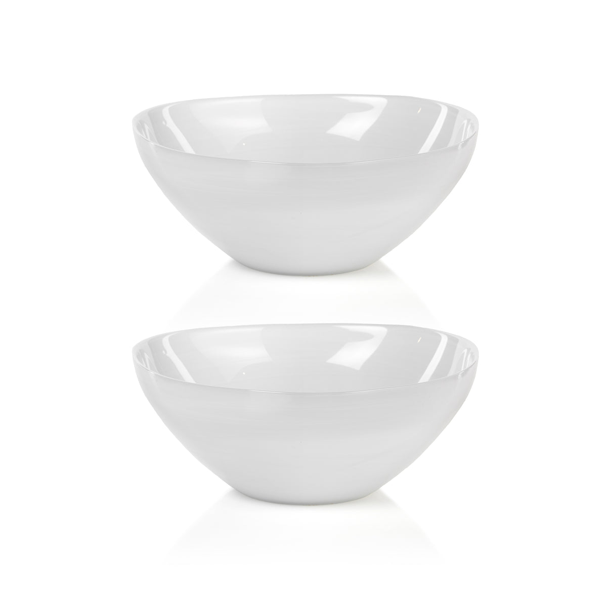 Zodax Monte Carlo Large White Alabaster Glass Bowls, Set of 2