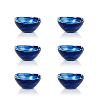 Zodax Monte Carlo Small Indigo Alabaster Glass Bowls, Set of 6