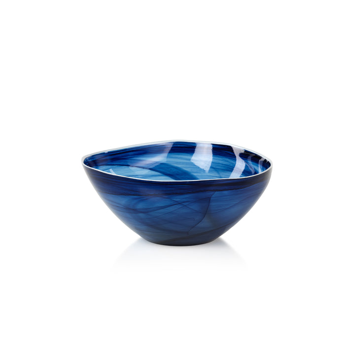 Blue ceramic bowl on a white background