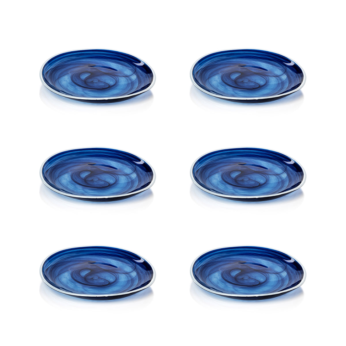 Zodax Monte Carlo Indigo Alabaster Glass Plates-8.25", Set of 6