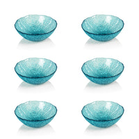 Zodax Exuma Aqua Blue Glass Bowls, Set of 6.
