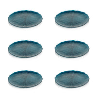 Zodax Exuma 11"  Azur Blue Glass Plates, Set of 6