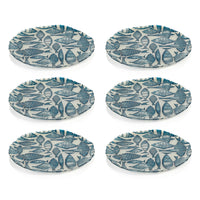 Zodax Exuma 6-Piece Blue and Silver Pearl Fish Platter Set