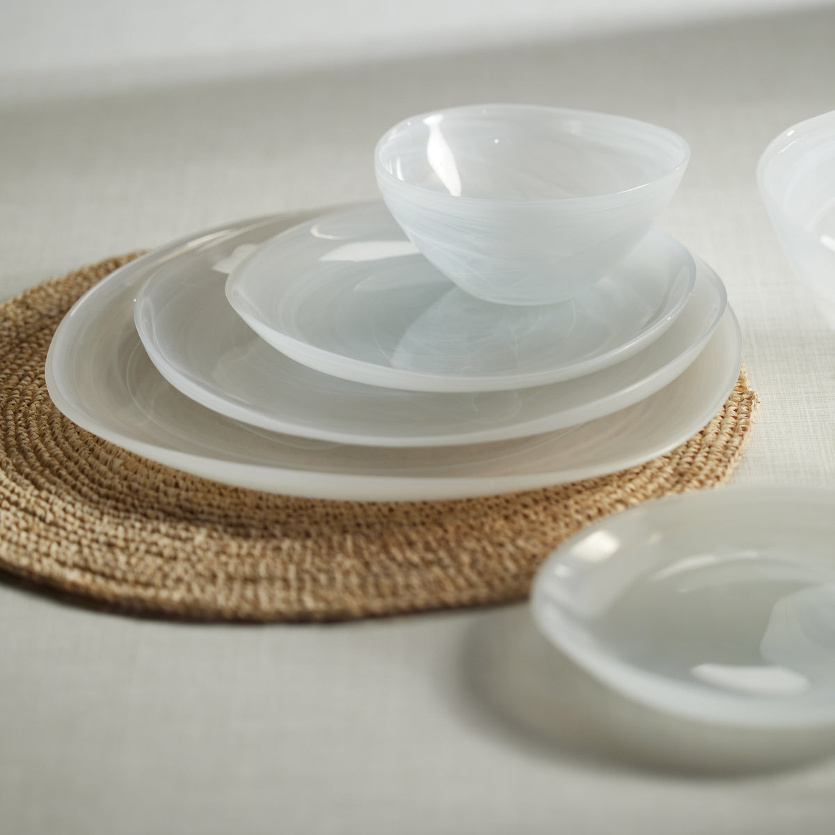Zodax Reneta Alabaster Glass Plates, 8.25", Set of 6