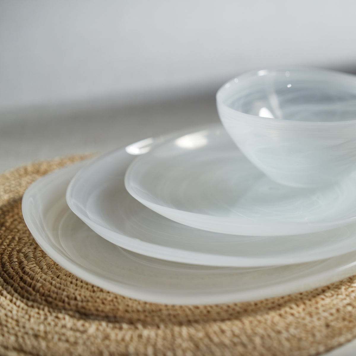 Zodax Reneta Alabaster Glass Plates, 8.25", Set of 6