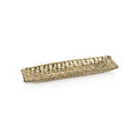 Zodax Nova 12.25" Braided Rectangular Glass Plates, Gold, Set of 6