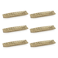 Zodax Nova 12.25" Braided Rectangular Glass Plates, Gold, Set of 6