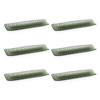 Zodax Nova 12.25" Braided Rectangular Glass Plates, Green, Set of 6