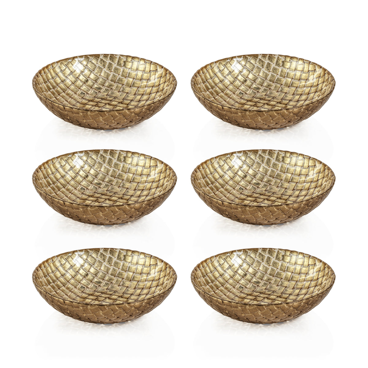 Zodax Nova 7" Braided Gold Glass Bowls, Set of 6