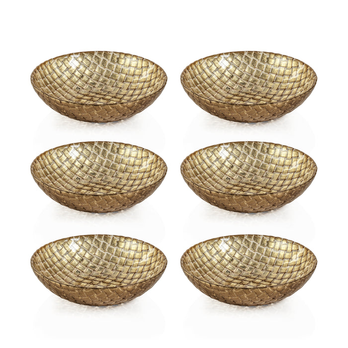 Zodax Nova 7" Braided Gold Glass Bowls, Set of 6