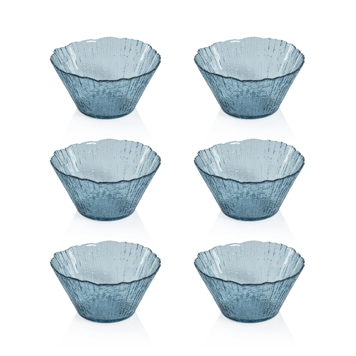 Zodax Axel Icy Sapphire Tapered Glass Serving Bowls, Set of 6