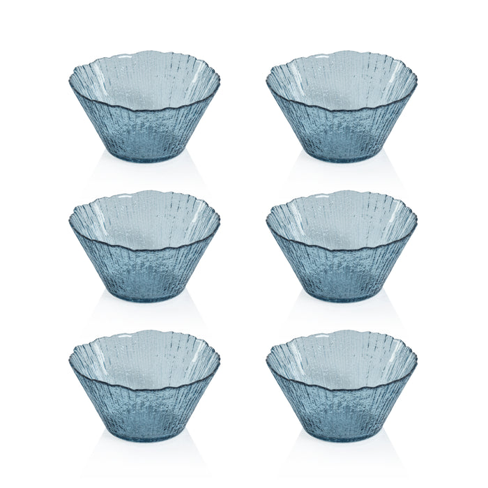 Zodax Axel Icy Sapphire Tapered Glass Serving Bowls, Set of 6