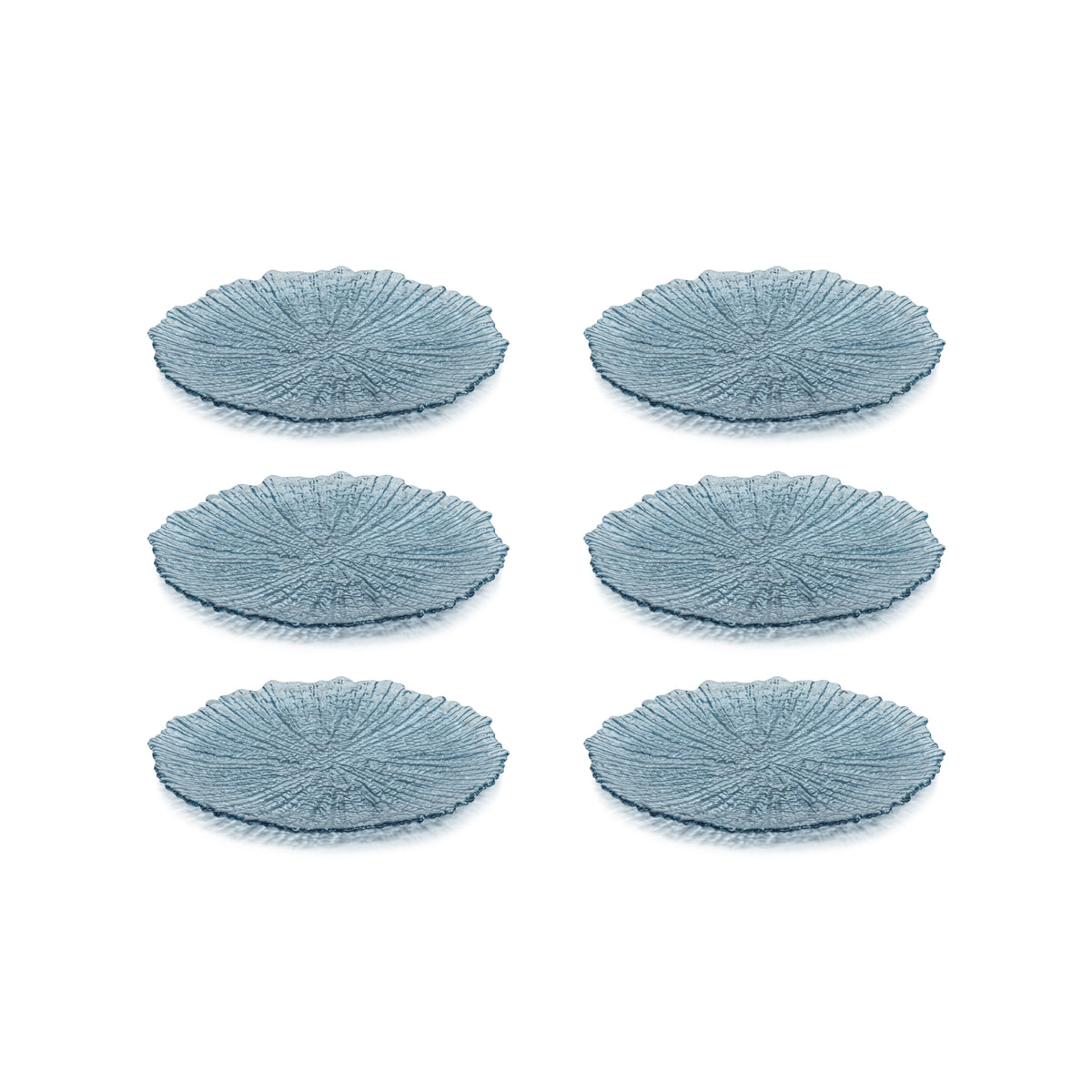 Zodax Axel Icy Sapphire Glass Plates, 8.25", Set of 6