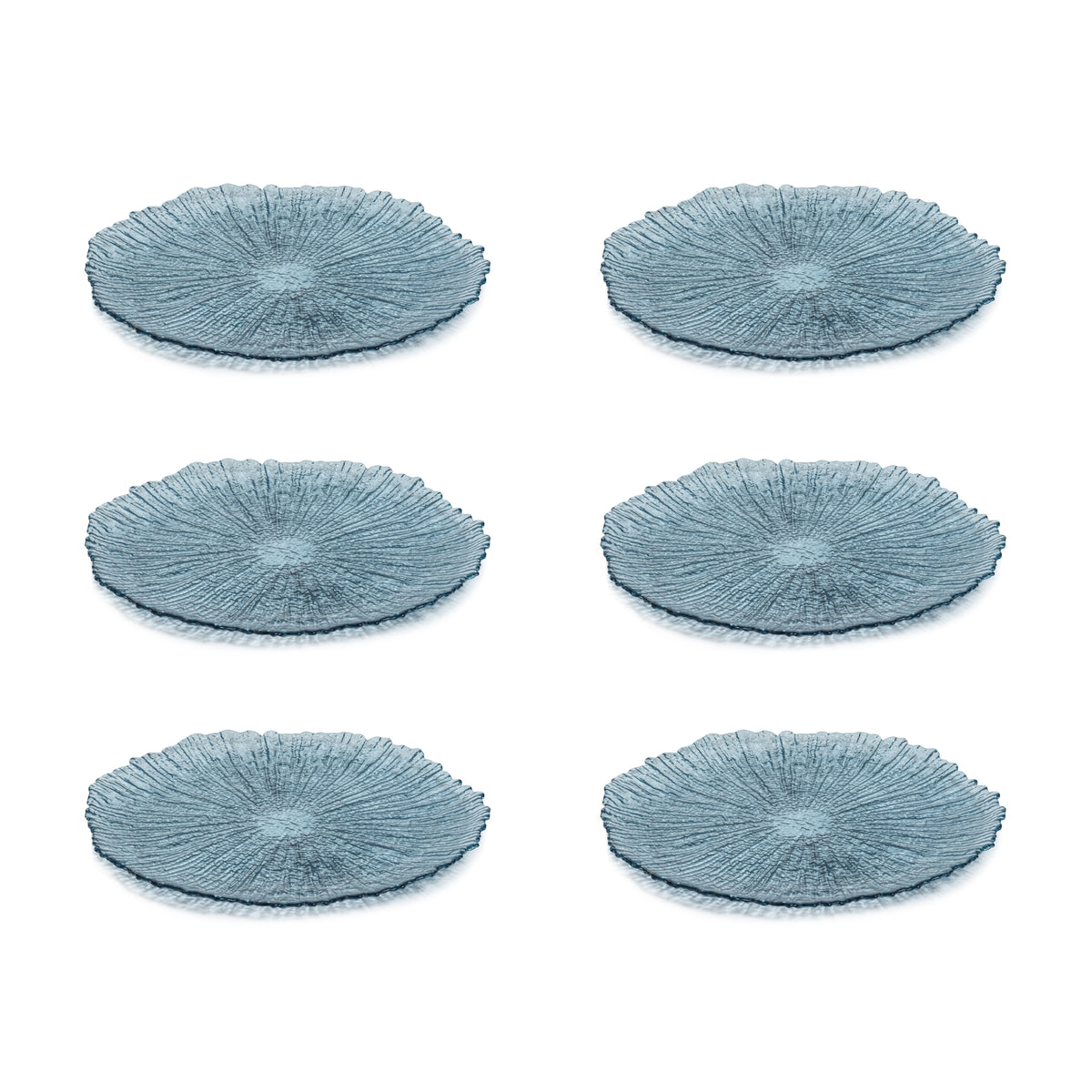 Zodax Axel Icy Sapphire Glass Plates, 11", Set of 6