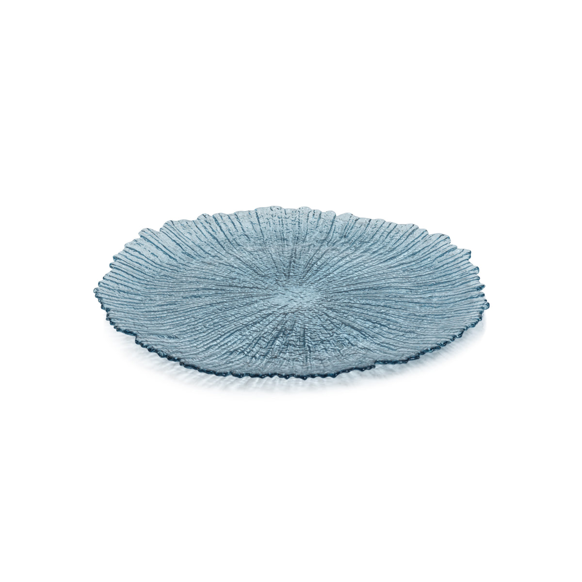 Zodax Axel Icy Sapphire 12.75" Glass Platters, Set of 6