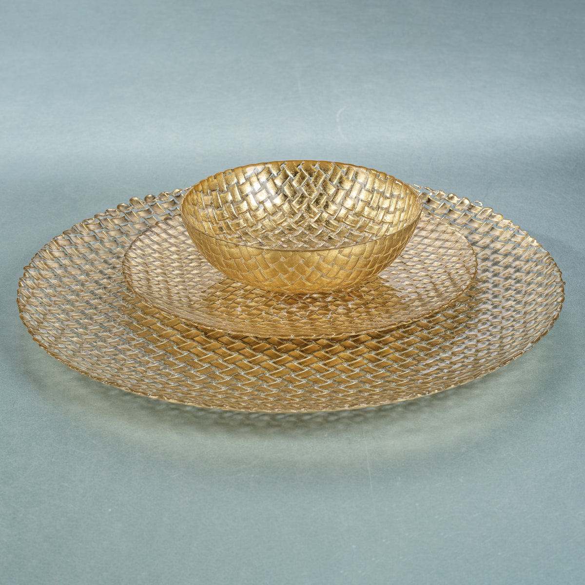 Zodax Nova Braided Gold Glass Plates, 8.25", Set of 6