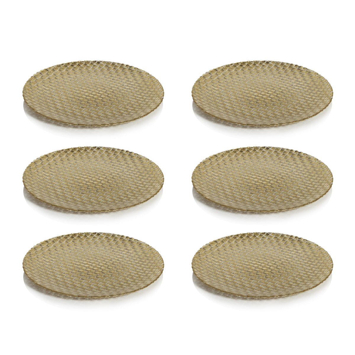 Zodax Nova Braided Gold Glass Plates, 13", Set of 6