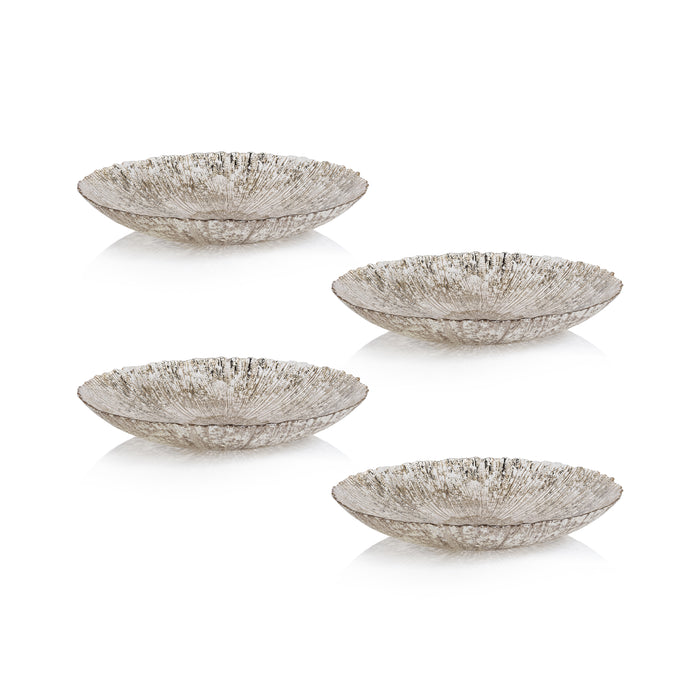 Zodax Chiara Fusion Shallow Glass Serving Bowls- Set of 4, Small